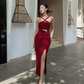 Sexy Red Cut Out Sheath Party Dress with Slit,DP1847