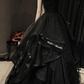 Black Shiny Sweetheart Strapless A-Line Long Party Dress Evening Gown,DP1861