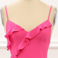 Hot Pink Straps Backless Ruffle Long Party Dress with Slit,DP1863