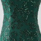 Sparkly Dark Green One Shoulder Sequin Mermaid Long Prom Dress with Slit,DP1869