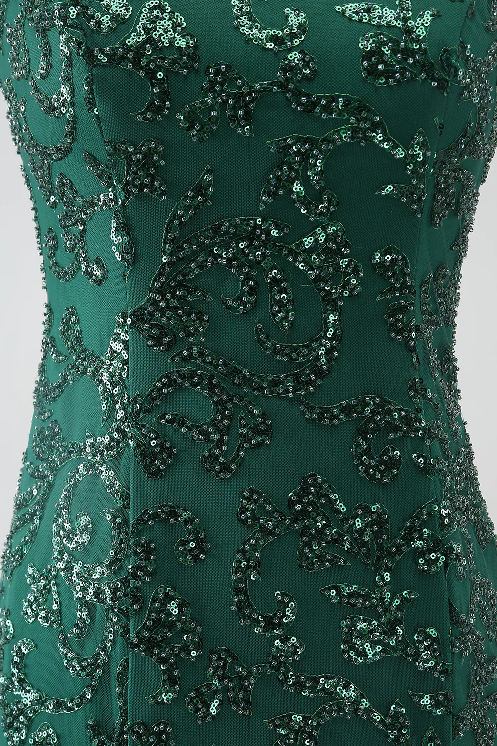 Sparkly Dark Green One Shoulder Sequin Mermaid Long Prom Dress with Slit,DP1869