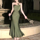 Dark Green Spaghetti Straps Sheath Long Party Dress,DP1882