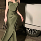 Dark Green Spaghetti Straps Sheath Long Party Dress,DP1882