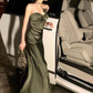 Dark Green Spaghetti Straps Sheath Long Party Dress,DP1882