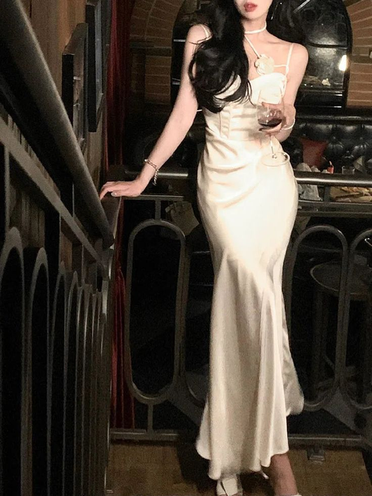 Ivory Spaghetti Straps Sheath Long Party Dress,DP1883