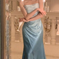 Blue Spaghetti Straps Sheath Long Party Dress,DP1887