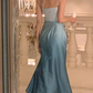 Blue Spaghetti Straps Sheath Long Party Dress,DP1887