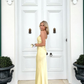 Light Yellow Strapless Satin Long Party Dress Wedding Guest Dress,DP1908