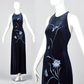 Chic Dark Navy Embroidery Long Prom Dress,DP1915