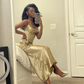 Sexy Gold Mermaid Satin Black Girl Long Party Dress,DP1942