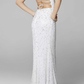 Shiny White Straps Long Party Dress with Slit,DP1947