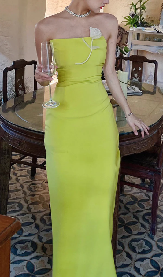 Green Strapless Elegant Formal Party Dress with Slit,DP1956