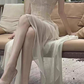 Fairy Ivory Spaghetti Straps Ruffle Midi Length Party Dress,DP1957