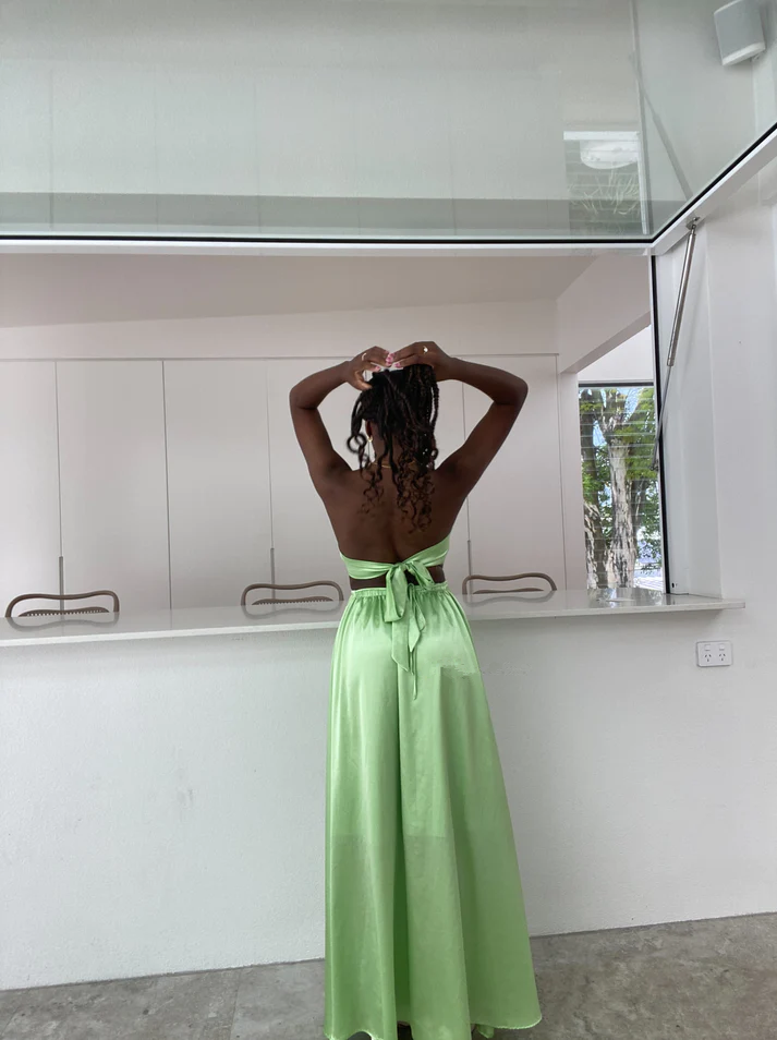 Green Strapless A-Line Backless Long Party Dress Wedding Guest Dress,DP1971