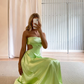 Green Strapless A-Line Backless Long Party Dress Wedding Guest Dress,DP1971