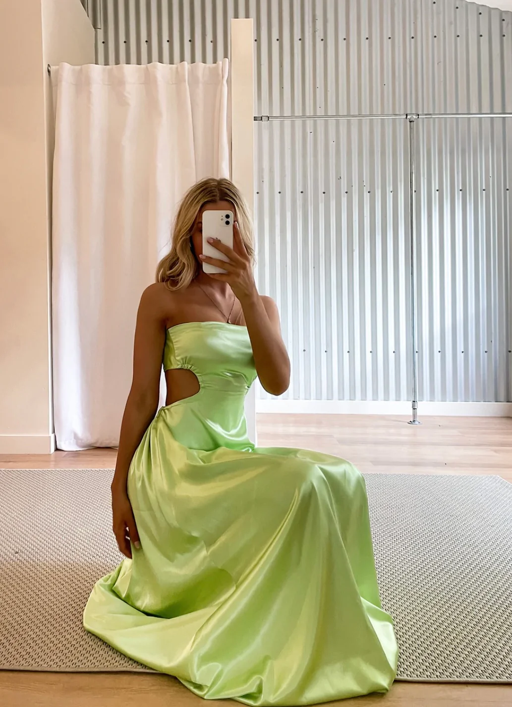 Green Strapless A-Line Backless Long Party Dress Wedding Guest Dress,DP1971