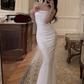 Sexy White Spaghetti Straps Mermaid Long Party Dress,DP1985