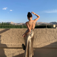 Elegant Gold Satin Backless Mermaid Long Prom Dress Formal Party Dress ,DP1990