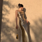 Elegant Gold Satin Backless Mermaid Long Prom Dress Formal Party Dress ,DP1990