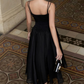 Charming Black Spaghetti Straps A-Line Formal Party Dress,DP1992