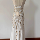 Vintage White Halter Beading Mermaid Long Party Dress, DP1999