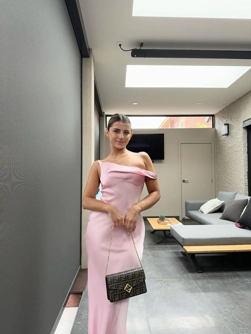 Lilac One Shoulder Satin Elegant Long Dress Wedding Guest Dress, DP200 DSProm Lilac One Shoulder Satin Elegant Long Dress Wedding Guest Dress, DP200 DSProm