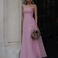 Elegant Pink Strapless A-Line Long Prom Dress, DP2006