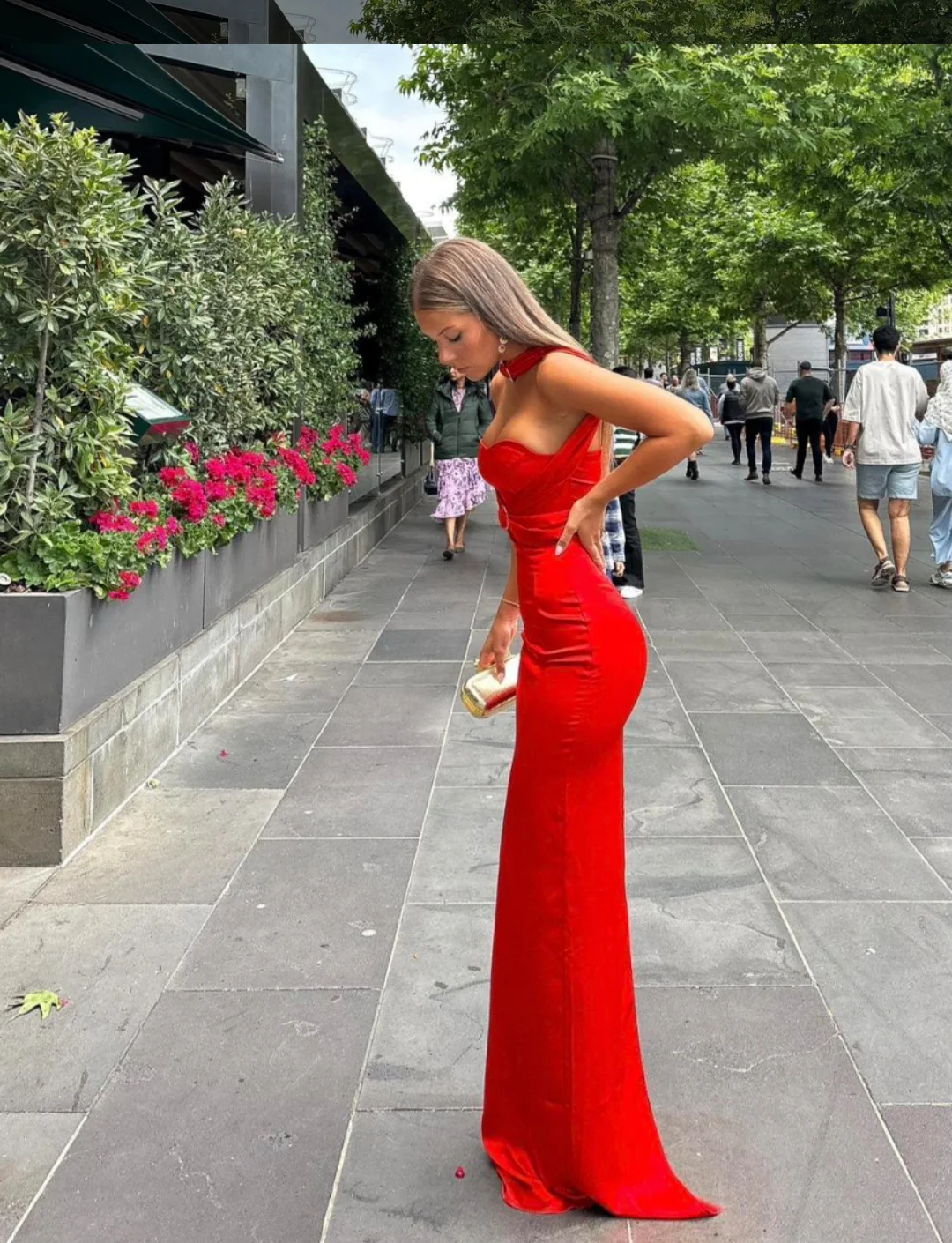 Sexy Red Sweetheart Satin Charming Long Prom Dress, DP2019