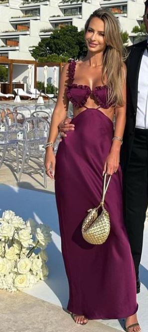 Chic Dark Purple Straps Satin Long Party Dress, DP2025