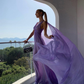 Purple V Neck A-Line Elegant Long Party Dress, DP2037