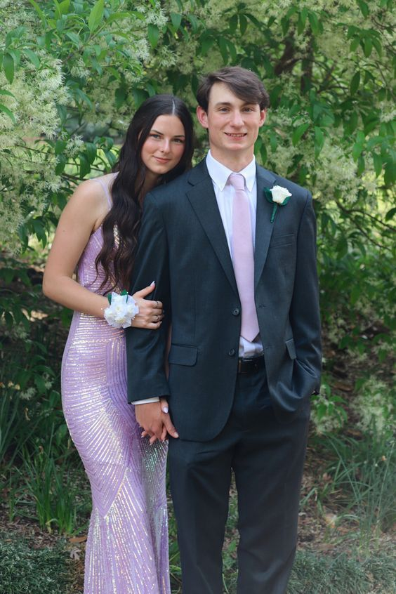 Light Lilac Shiny Mermaid Elegant Long Prom Dress, DP2159