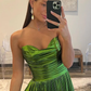 Green Sweetheart Strapless A-Line Long Party Dress with Slit, DP2068