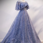 Blue Elegant A-Line Long Prom Dress Evening Gown Graduation Dress, DP2077