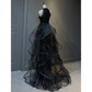 Shiny Black Halter Tulle Long Party Dress Evening Gown, DP2081