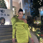 Green Long Sleeves Satin Short Party Dress, DP2089