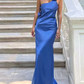 Royal Blue Backless Elegant Long Party Dress with Slit, DP2094