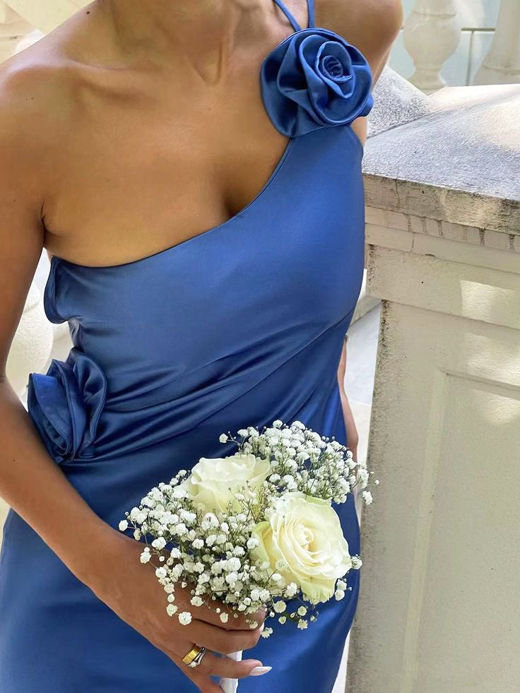 Royal Blue Backless Elegant Long Party Dress with Slit, DP2094