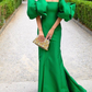 Green Strapless Mermaid Long Prom Dress with Detachable Sleeves, DP2095