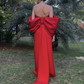 Red Off Shoulder Elegant Long Party Dress with Slit, DP2097