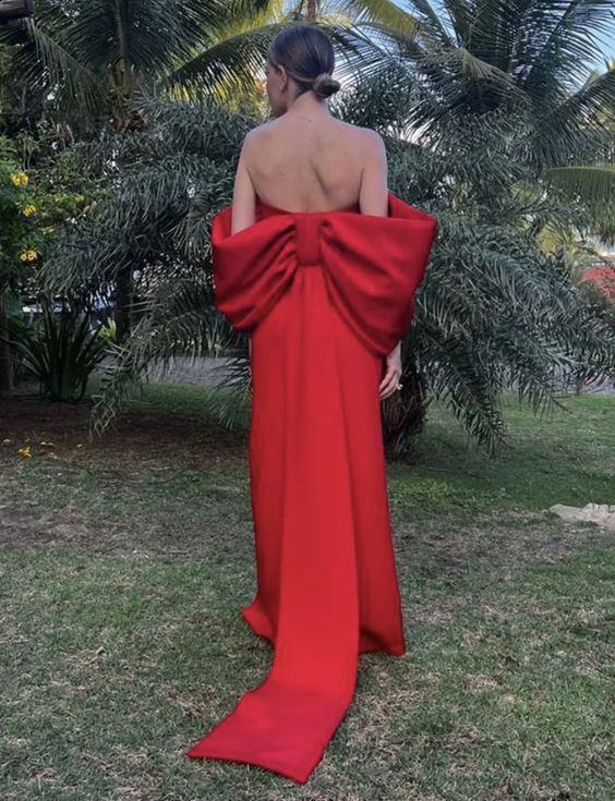 Red Off Shoulder Elegant Long Party Dress with Slit, DP2097