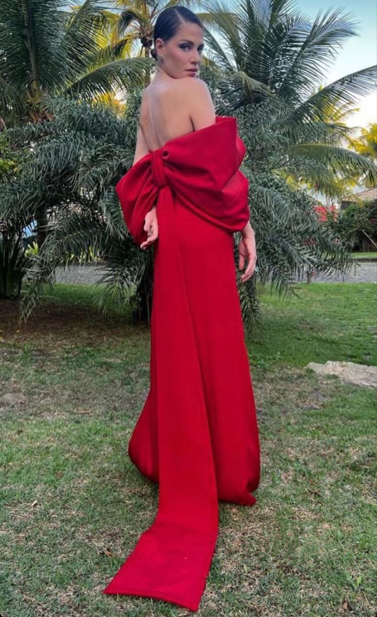 Red Off Shoulder Elegant Long Party Dress with Slit, DP2097