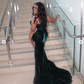 Gorgeous Black Strapless Mermaid Beading Long Prom Dress, DP2100