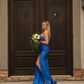 Royal Blue Strapless Elegant Long Prom Dress with Slit, DP2103