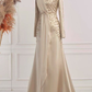 Dusty Pink Long Sleeves Beading Formal Party Dress, DP2126