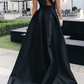 Elagant Black A-Line Deep V Neck Formal Long Party Dress, DP2132