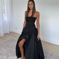 Chic Black Strapless A-Line Elegant Long Prom Dress, DP2147