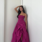 Fuchsia Strapless A-Line Elegant Long Prom Dress, DP2148