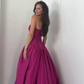 Fuchsia Strapless A-Line Elegant Long Prom Dress, DP2148