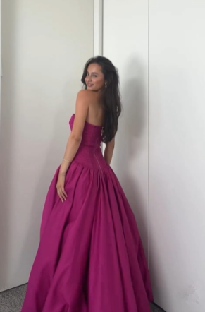 Fuchsia Strapless A-Line Elegant Long Prom Dress, DP2148