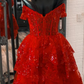 Red Straps Sequined Layers Short Prom Dress Homecoming Dress, DP2162